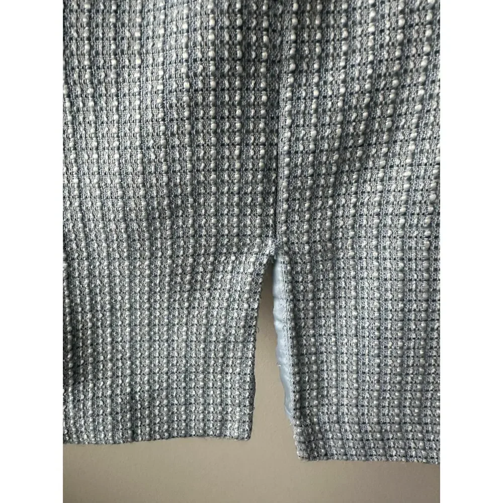 Vintage 90s Y2K Blue Tweed Mini Dress Coquette Boucle Ruffle Trim Size 8 - Picture 7 of 10